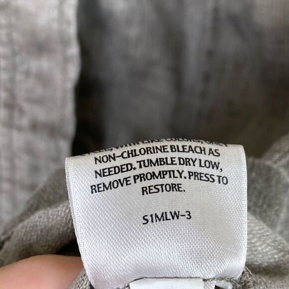 Eileen Fisher Petite Grey Lagenlook 100% Linen Long Sleeve Button Up Shirt Sz MP - Picture 5 of 5